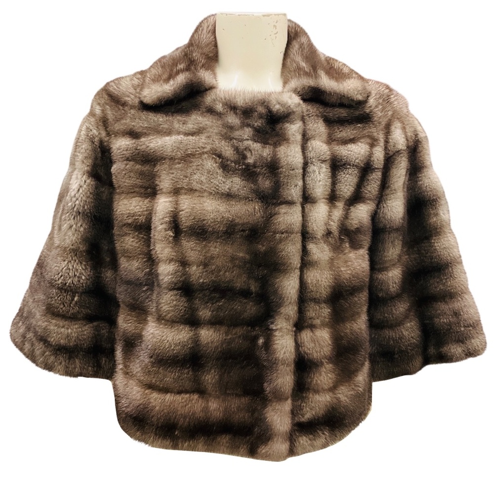 Michael Kors Taupe Grey Cropped Mink Fur Jacket
